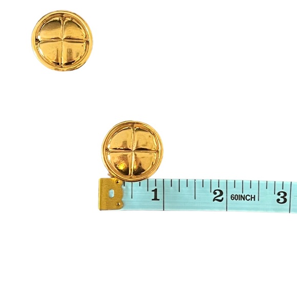 Vintage CHANEL Earrings Matelasse Gold Round - Picture 5 of 5